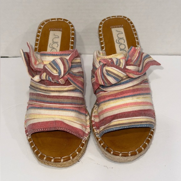 Sugar Hundreds Knotted Band Wedge Sandal Multi Dune Stripe  Size 10 - Picture 12 of 12